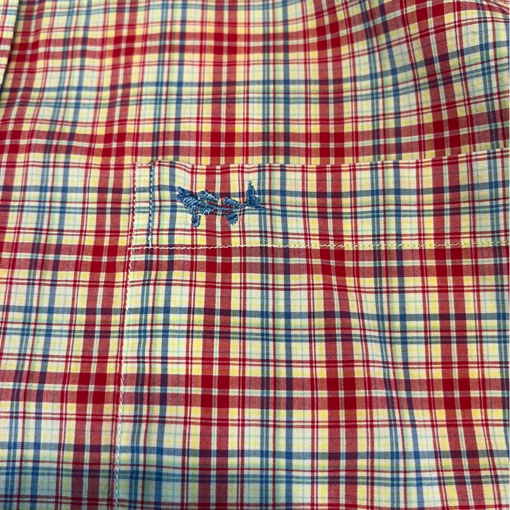 Coastal Cotton men’s red plaid long sleeved button down shirt - size large